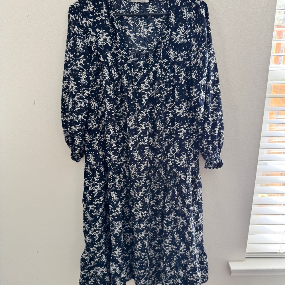 Floral Navy and White Women's Dress